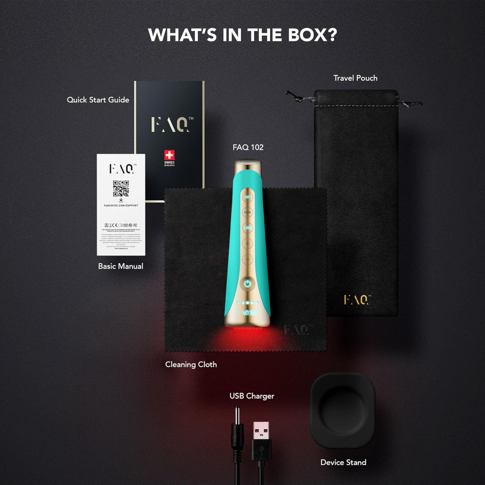 FOREO FAQ 102 High Frequency & Red Light Facial Rejuvenation Wand Topaz