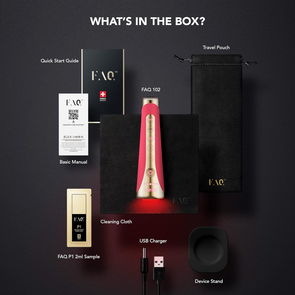 FOREO FAQ 102 High Frequency & Red Light Facial Rejuvenation Wand Pink Ruby
