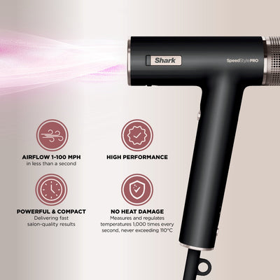 Shark Beauty SpeedStyle Pro 3-In-1 High-Velocity Hair Dryer for Straight & Wavy Hair Black