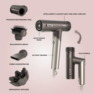 Shark SpeedStyle Pro Flex 4-In-1 High-Velocity Hair Dryer Mocha/Silver