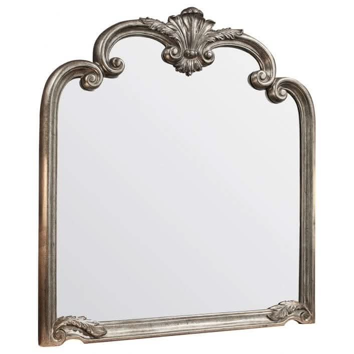 Ballagio Overmantle Mirror in  Silver Leaf 104cm x 115cm